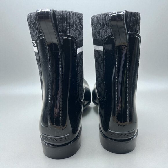 Coach Rivington Logo Chelsea Rain Boots - Black - Size 11 B (NEW IN BOX) - Picture 3 of 9